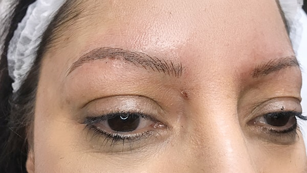 Picture of eyebrows after applying artificial eyebrows